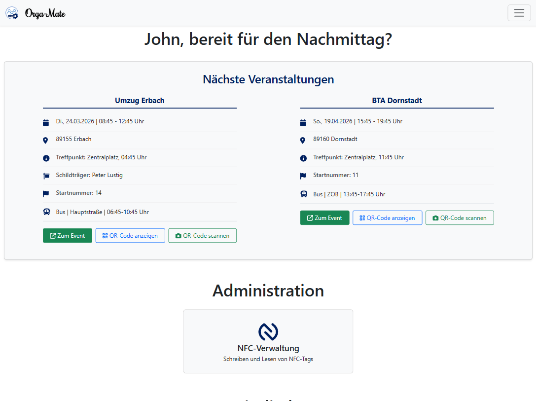 Dashboard – Übersicht aller Vereinsfunktionen