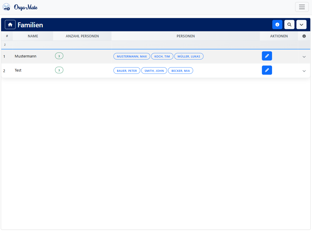 Familienzugehörigkeit im Verein